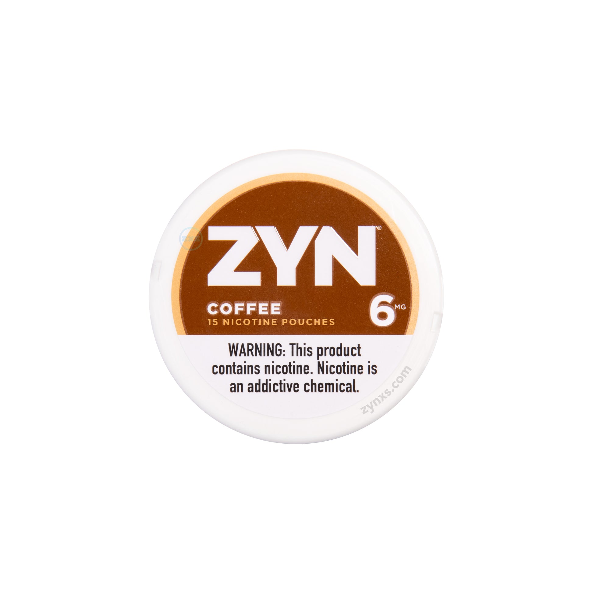 Zyn Coffee 6 MG nicotine pouches packaging. The package has a rich brown and black color theme, reflecting the coffee flavor.