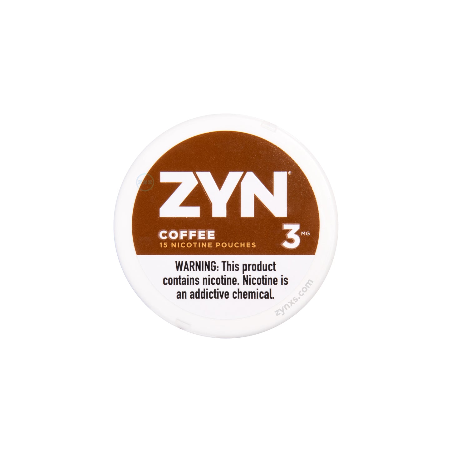Zyn Coffee 3 MG nicotine pouches packaging. The package has a rich brown and black color theme, reflecting the coffee flavor.