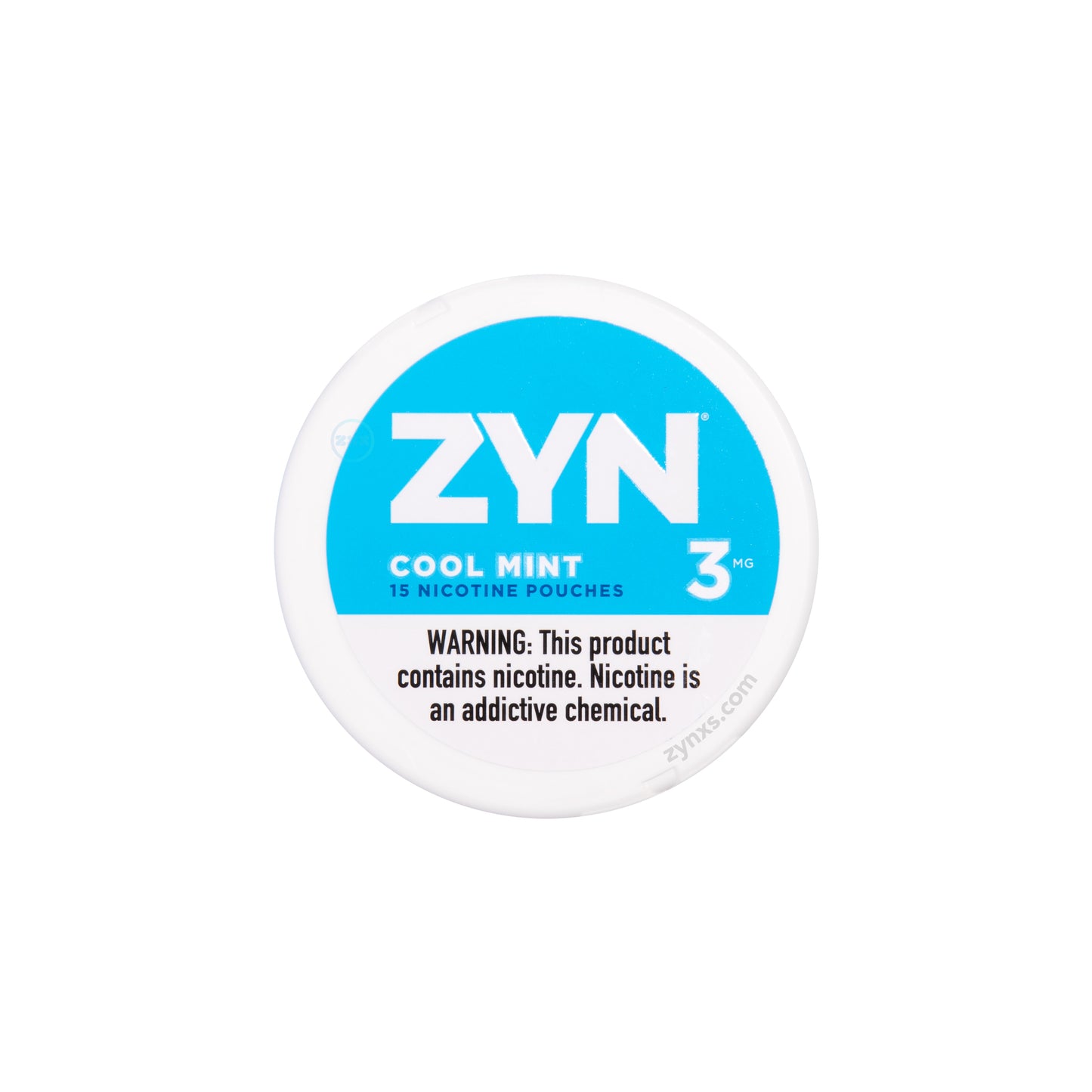 Zyn Cool Mint 3 MG nicotine pouches packaging. The packaging is designed with a refreshing blue and white color palette, indicating the cool mint flavor.